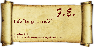 Fábry Ernő névjegykártya